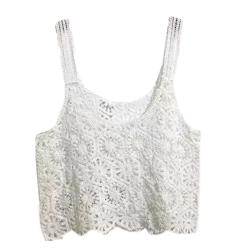 Rila Cropped Crochet Tank - Ecru