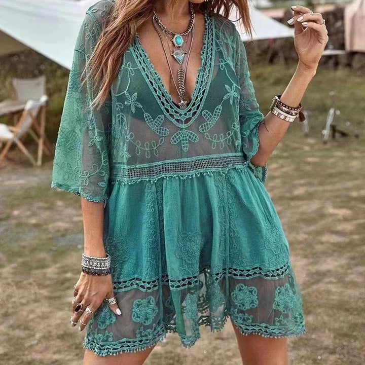 Riva Mesh Cover-up Dress - Emerald Green