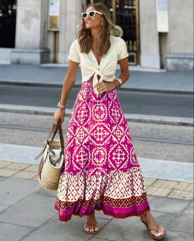 Rossetti Midi Skirt - Crimson