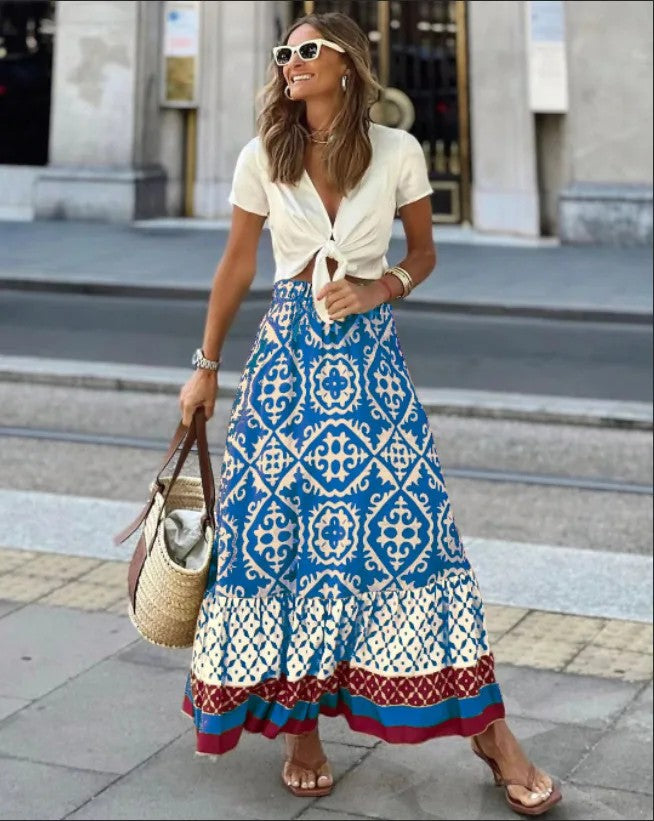 Rossetti Midi Skirt - Ocean Blue
