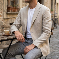Rovelli Linen Blend Blazer - Khaki, cafe
