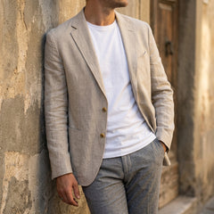 Rovelli Linen Blend Blazer - Khaki, street
