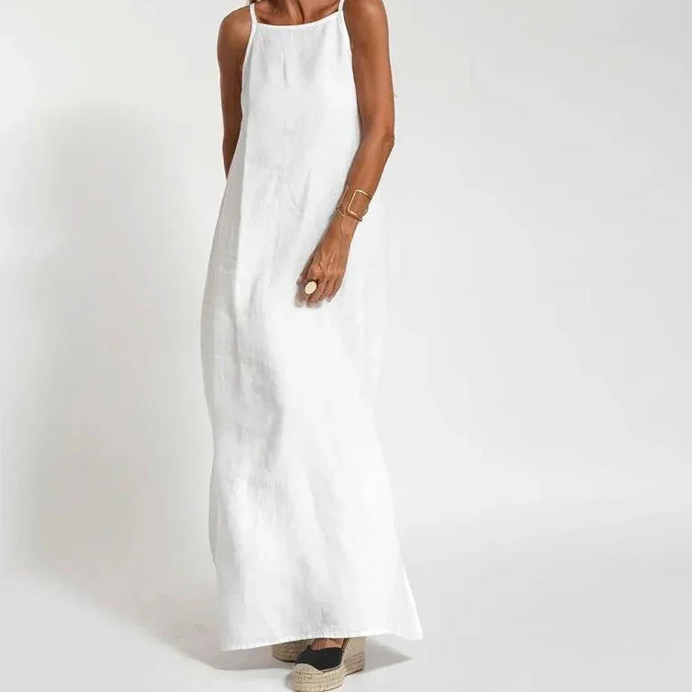 Sleeveless Linen Blend Maxi Dress