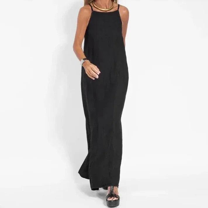 Sleeveless Linen Blend Maxi Dress