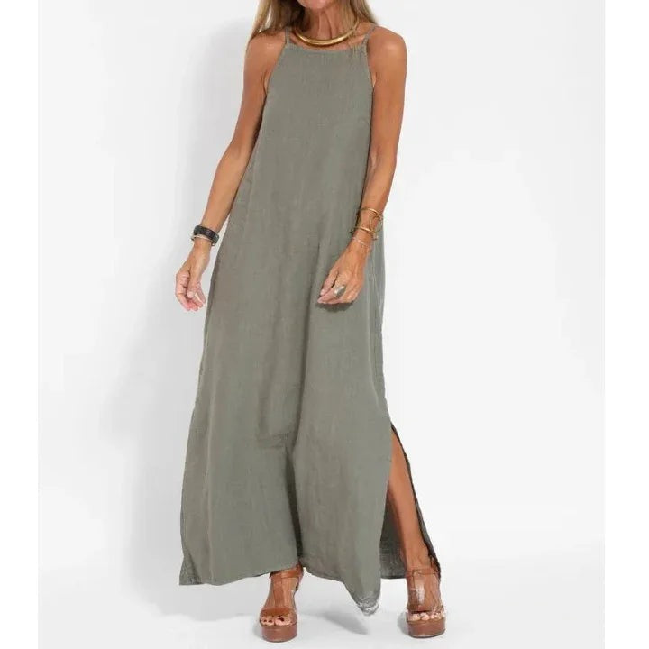 Sleeveless Linen Blend Maxi Dress