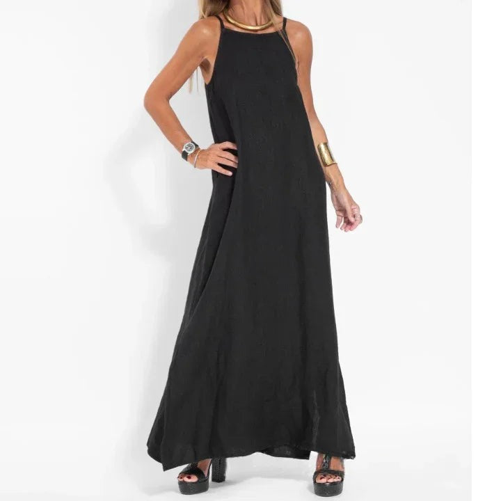 Sleeveless Linen Blend Maxi Dress