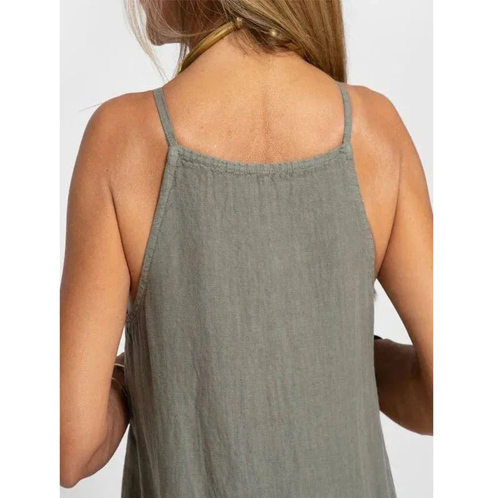 Sleeveless Linen Blend Maxi Dress
