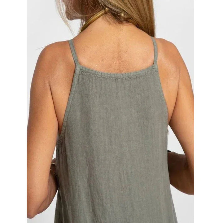 Sleeveless Linen Blend Maxi Dress