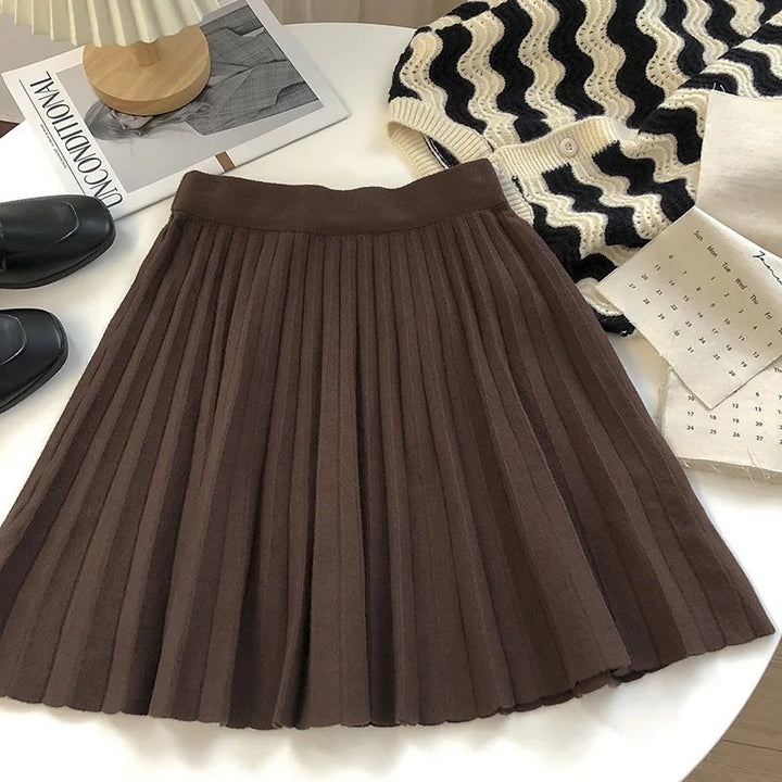 Tatra Knit Pleated Mini Skirt - Espresso