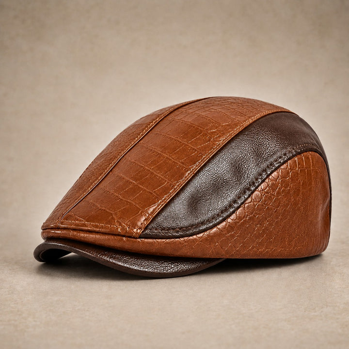 Torinello Leather Driving Cap - Chestnut