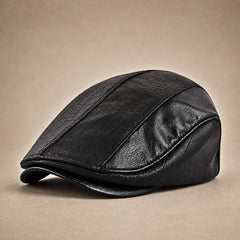 Torinello Leather Driving Cap - Obsidian Black