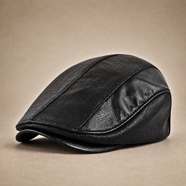 Torinello Leather Driving Cap - Obsidian Black