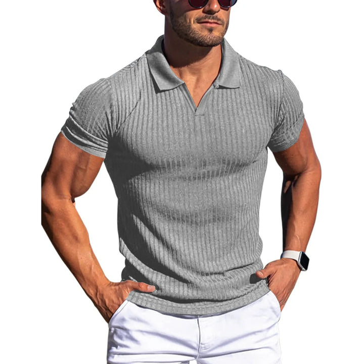Torrey Knitted Golf Polo - Heather Gray