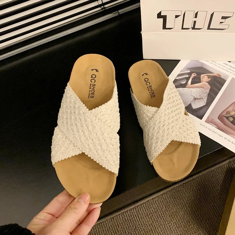 Trailhead Woven Cork Slides - Ecru