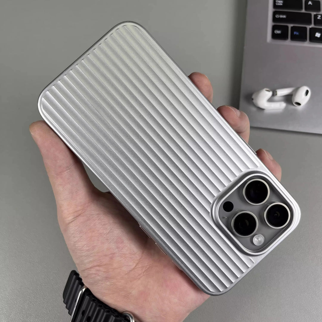 Stratum Grating Titanium iPhone Case - Silver