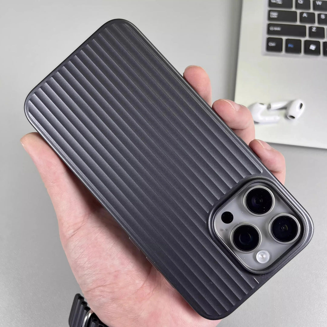 Stratum Grating Titanium iPhone Case - Obsidian