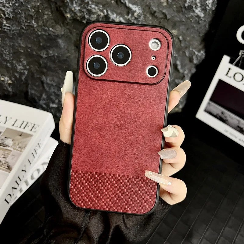 Treviso Textured Leather Phone Case - Crimson