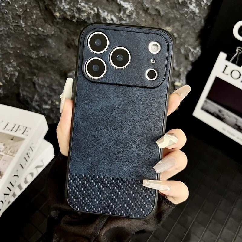 Treviso Textured Leather Phone Case - Navy Blue