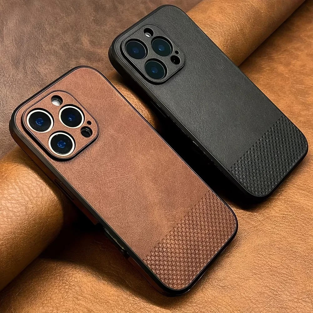 Treviso Textured Leather Phone Case - Saddle Brown