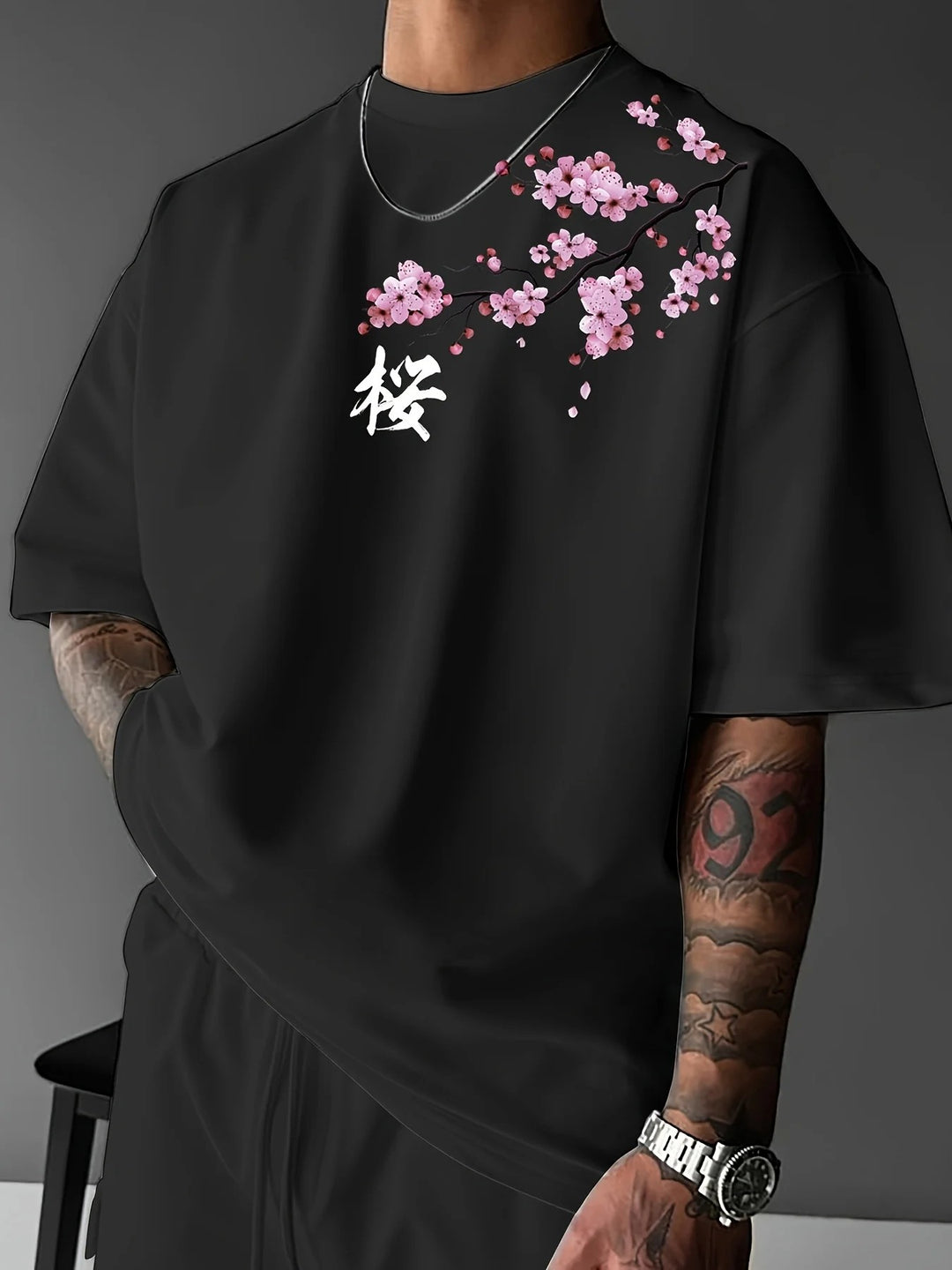 Stride 100% Cotton Cherry Blossom Tee - Black