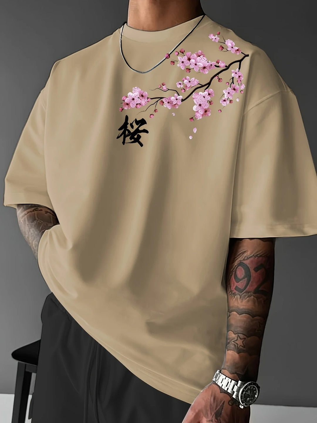 Stride 100% Cotton Cherry Blossom Tee - Khaki