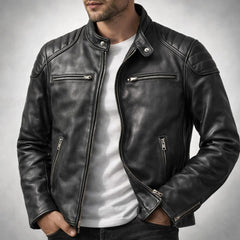 Turin Leather Jacket - Jet Black