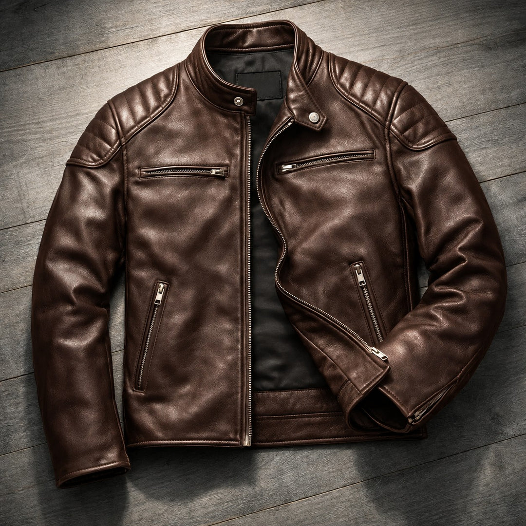 Turin Leather Jacket - Rich Bourbon