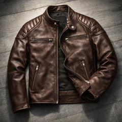 Turin Leather Jacket - Rich Bourbon