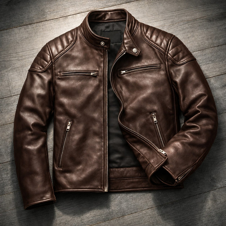 Turin Leather Jacket - Rich Bourbon