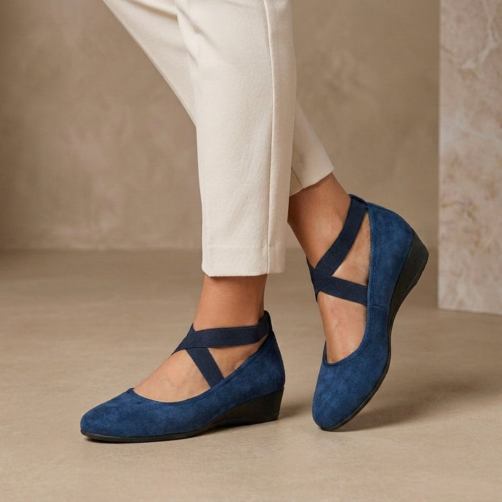 Urbino Cross Strap Ballet Flats - Sapphire