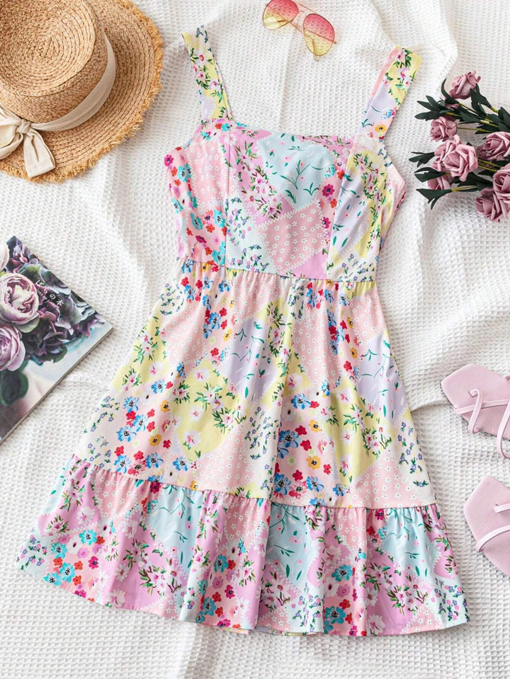 Valencia Floral Strapless Dress - Crimson
