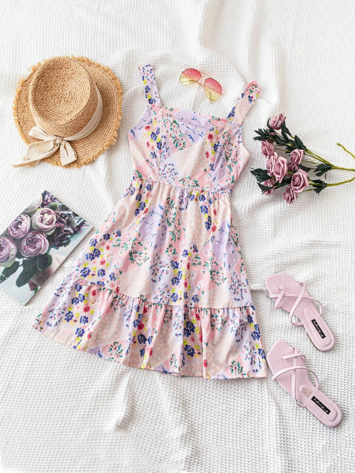 Valencia Floral Strapless Dress - Lavender