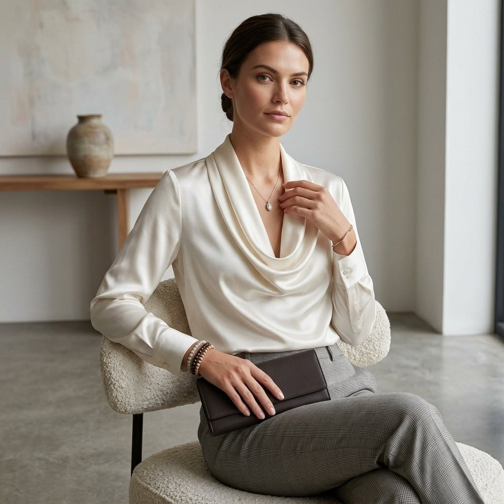 Valencio Satin Cowl Blouse