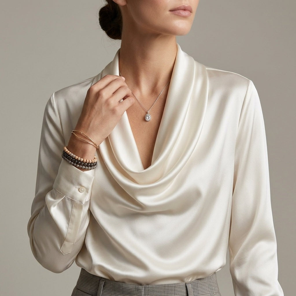 Valencio Satin Cowl Blouse
