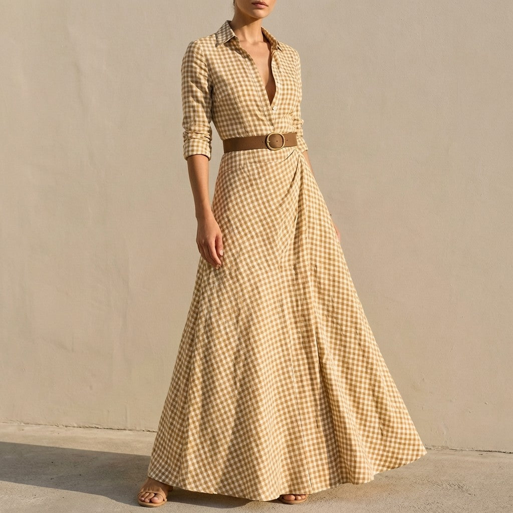 Valencio Checkered Maxi Dress