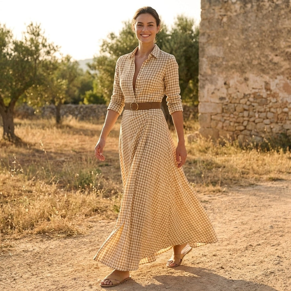 Valencio Checkered Maxi Dress