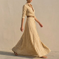 Valencio Checkered Maxi Dress