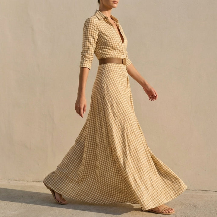 Valencio Checkered Maxi Dress