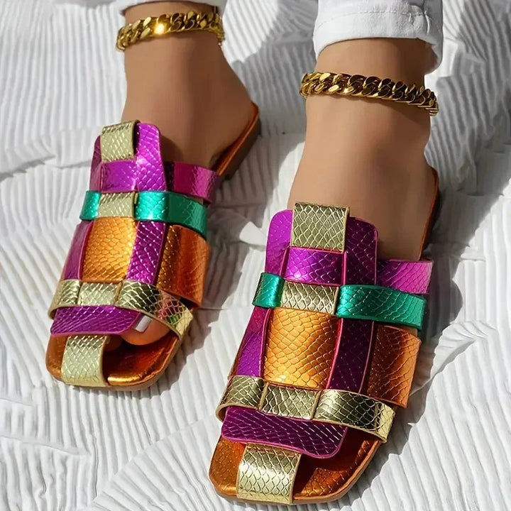 Valencio Woven Flat Slides