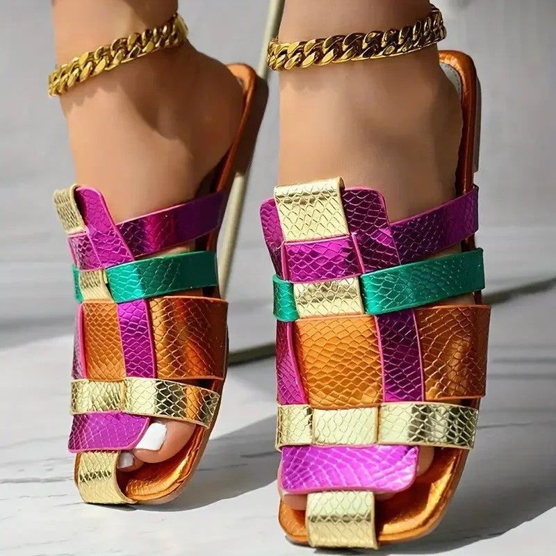 Valencio Woven Flat Slides