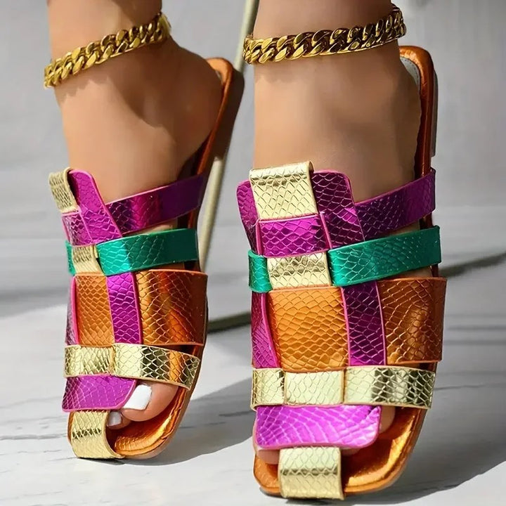 Valencio Woven Flat Slides