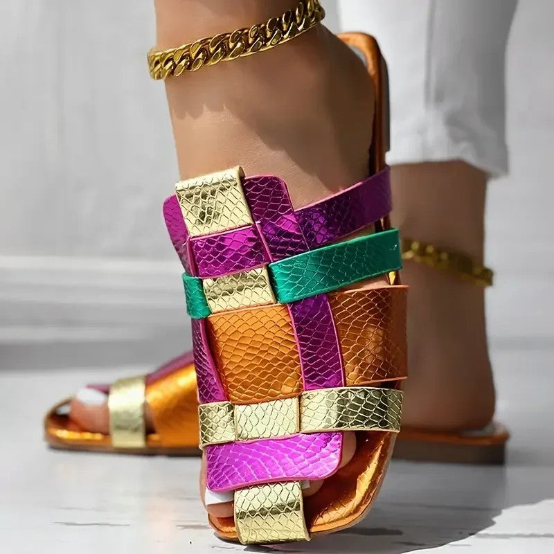 Valencio Woven Flat Slides