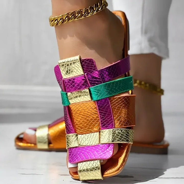 Valencio Woven Flat Slides