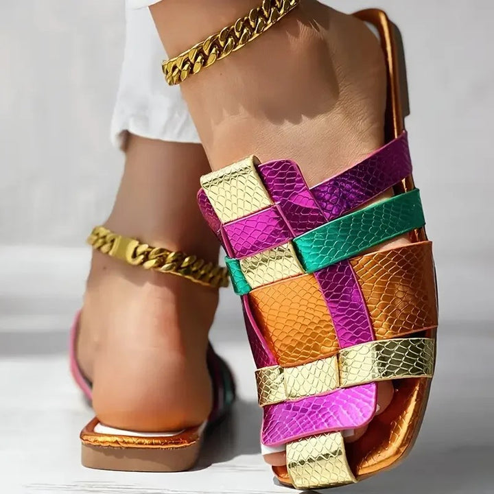 Valencio Woven Flat Slides