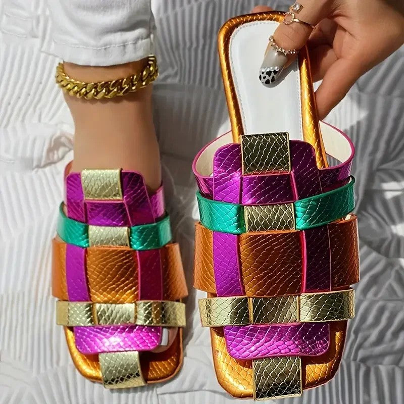 Valencio Woven Flat Slides