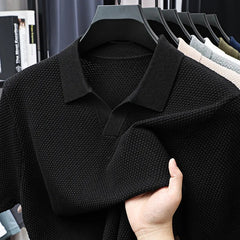 Valenzo Cotton Knit Polo - Black