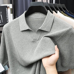 Valenzo Cotton Knit Polo - Heather Grey