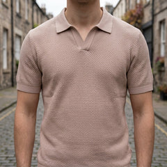 Valenzo Cotton Knit Polo - Sand