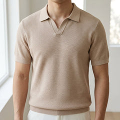 Valenzo Cotton Knit Polo - Sand