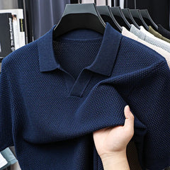 Valenzo Cotton Knit Polo - Navy